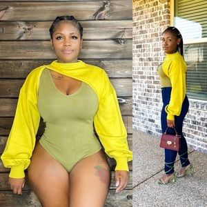 TWO PIECE CUTOUT CROPPED BODYSUIT SWEATER